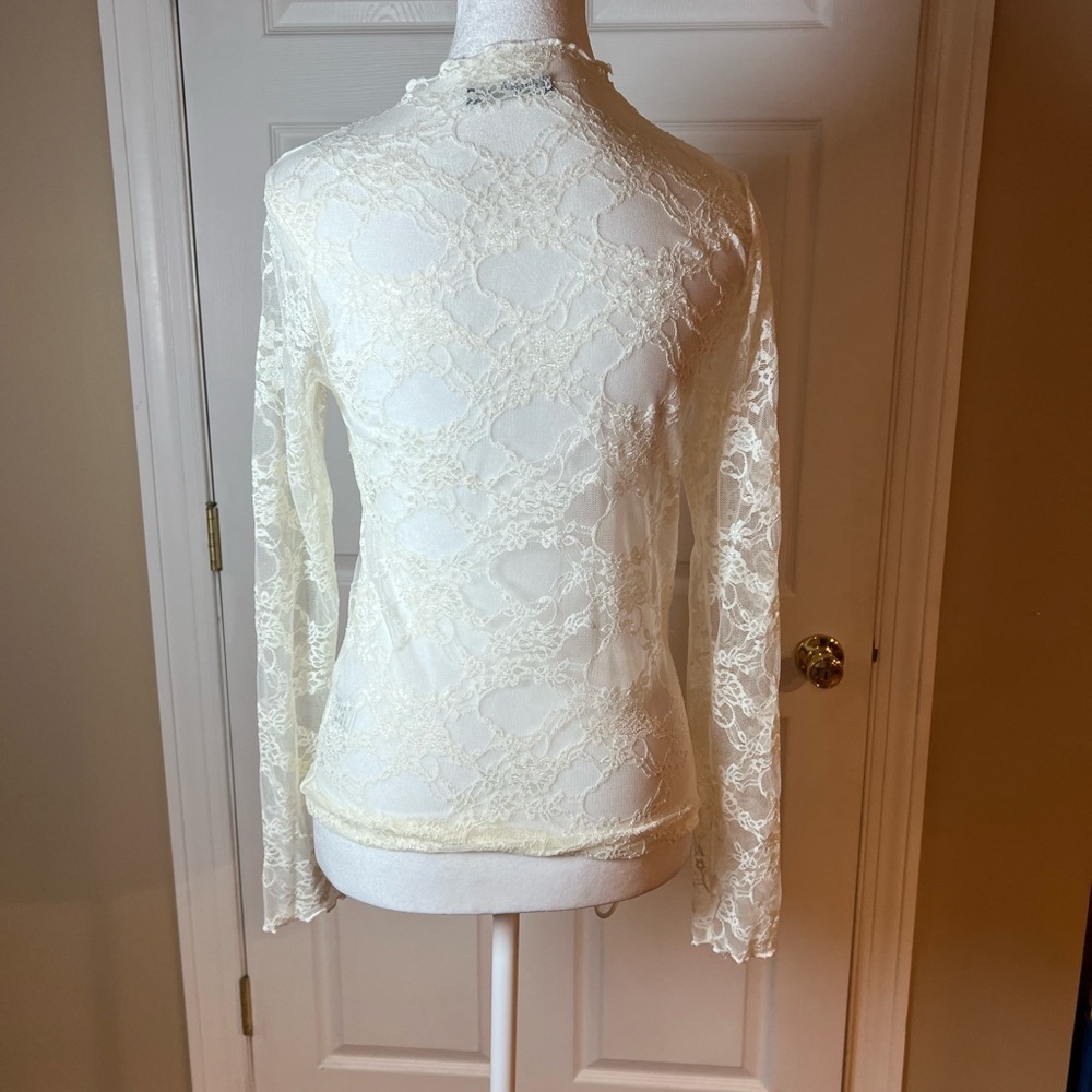 Chic & Romantic Emerson Young Ivory Floral Lace Mock Long Sleeve Size Small - Picture 5 of 8